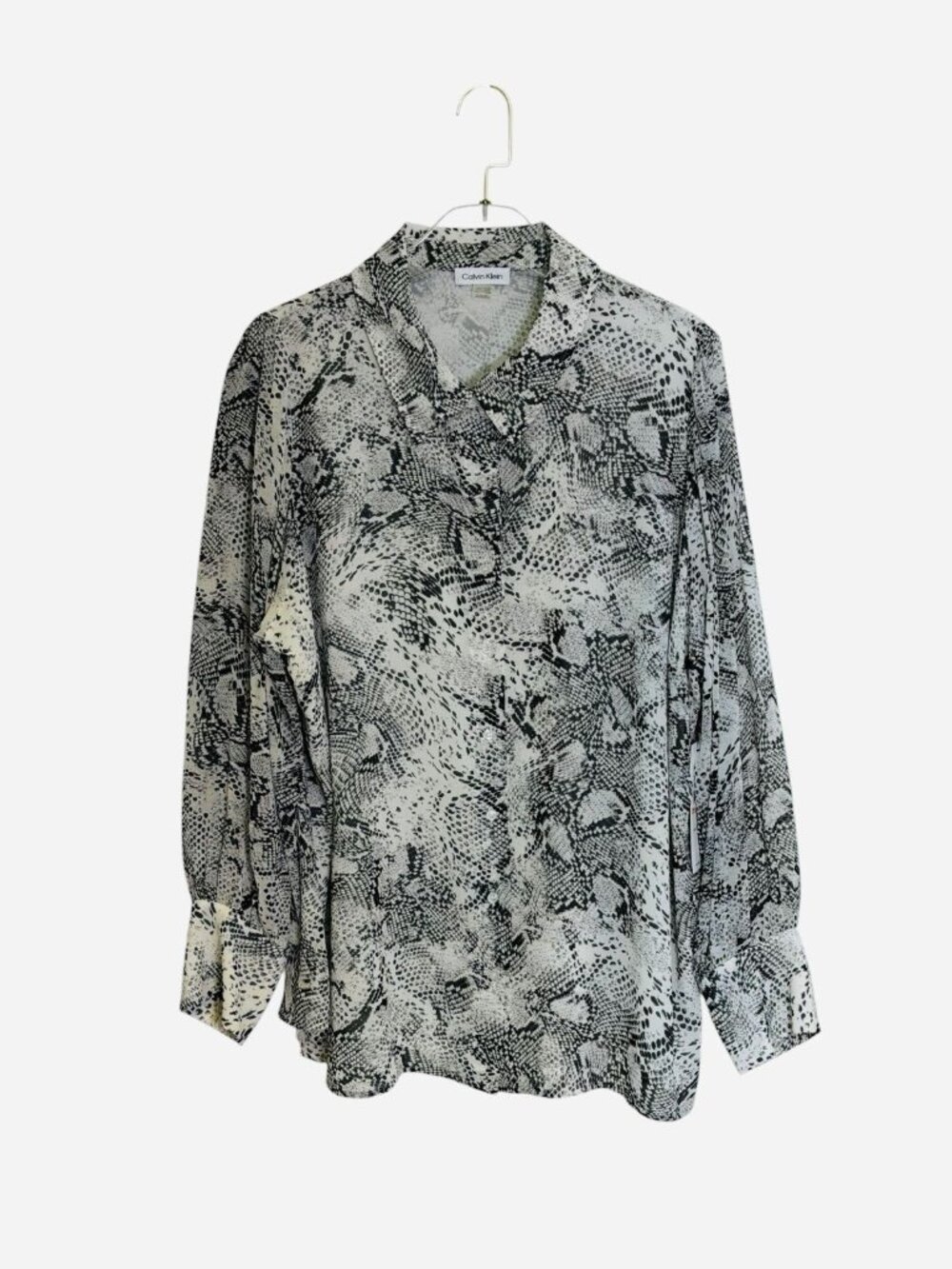Calvin Klein 2X Snake Print Chiffon Blouse Lined NWT